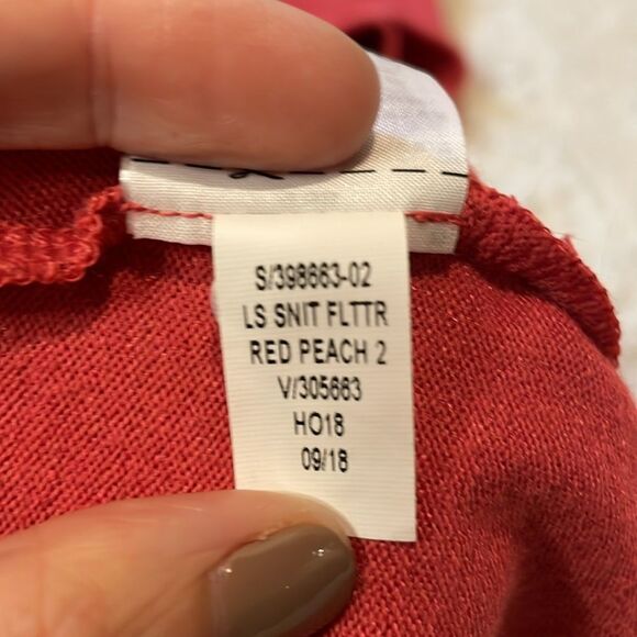 Gap- NWT Knit T-Shirt Dress Ruffled Flutter Bell Sleeves Red Peach- Size M - Picture 7 of 7